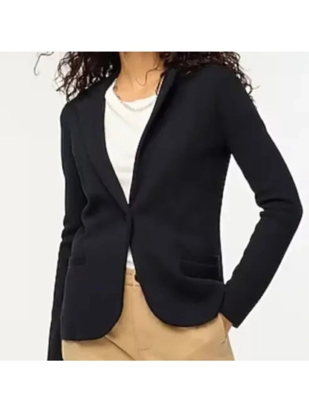 J.Crew Womens Black Schoolboy Sweater Blazer Single Button Academia Large P